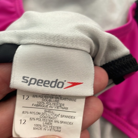 Speedo Girls Swimsuits One Piece black  pink Size 12 - Picture 6 of 6